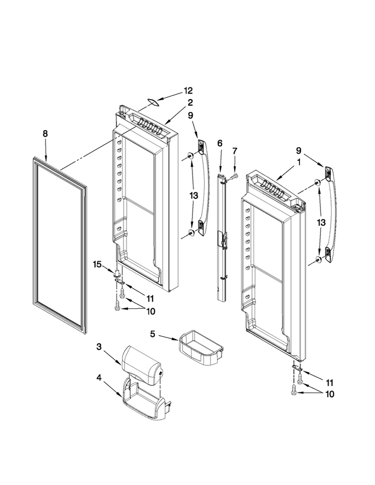 Refrigerator Door Parts Diagram and Parts List for AFB2234WES6  Amana Refrigerator