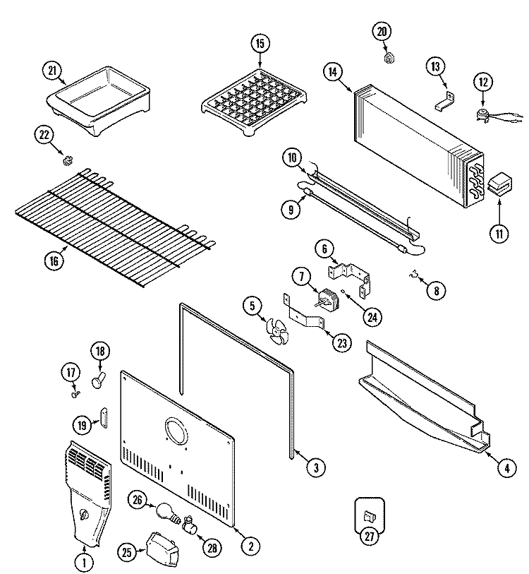 FREEZER COMPARTMENT Diagram and Parts List for JTB2186ARW  Jenn-Air Refrigerator