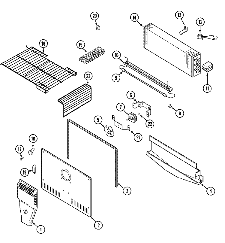 FREEZER COMPARTMENT Diagram and Parts List for CTB1924ARB  Magic Chef Refrigerator