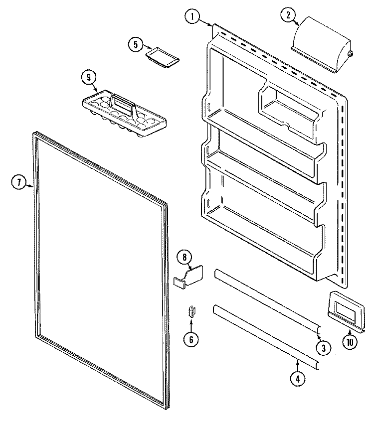 FRESH FOOD INNER DOOR Diagram and Parts List for CTB1924ARB  Magic Chef Refrigerator
