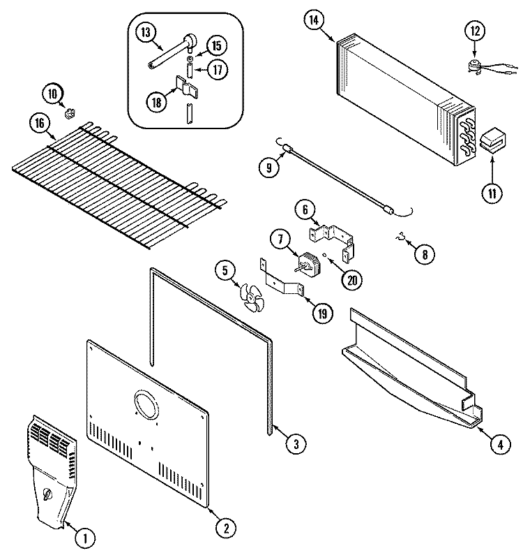 FREEZER COMPARTMENT (BISQUE) Diagram and Parts List for CT21A6FQ  Crosley Refrigerator
