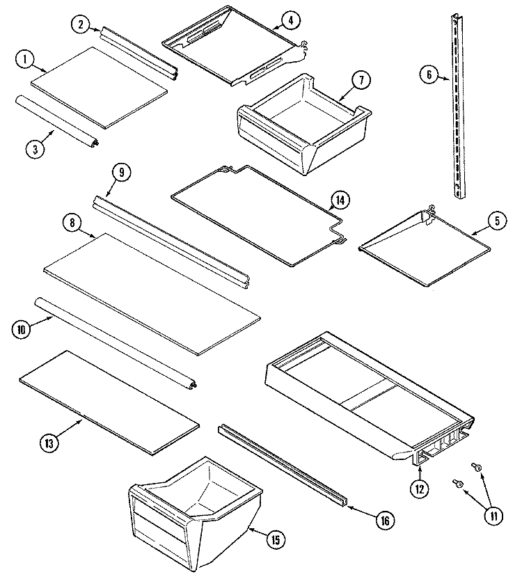 SHELVES & ACCESSORIES (BISQUE) Diagram and Parts List for CT21A6FQ  Crosley Refrigerator
