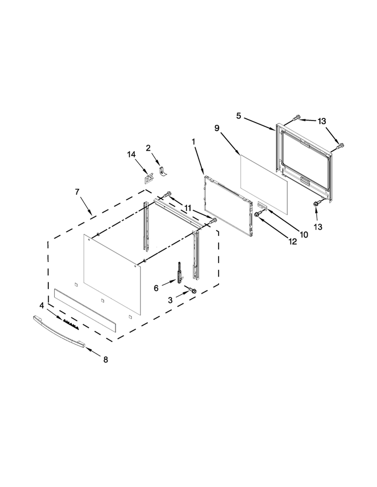 Oven Door Parts Diagram and Parts List for AWO6317SFB00  Amana Wall Oven