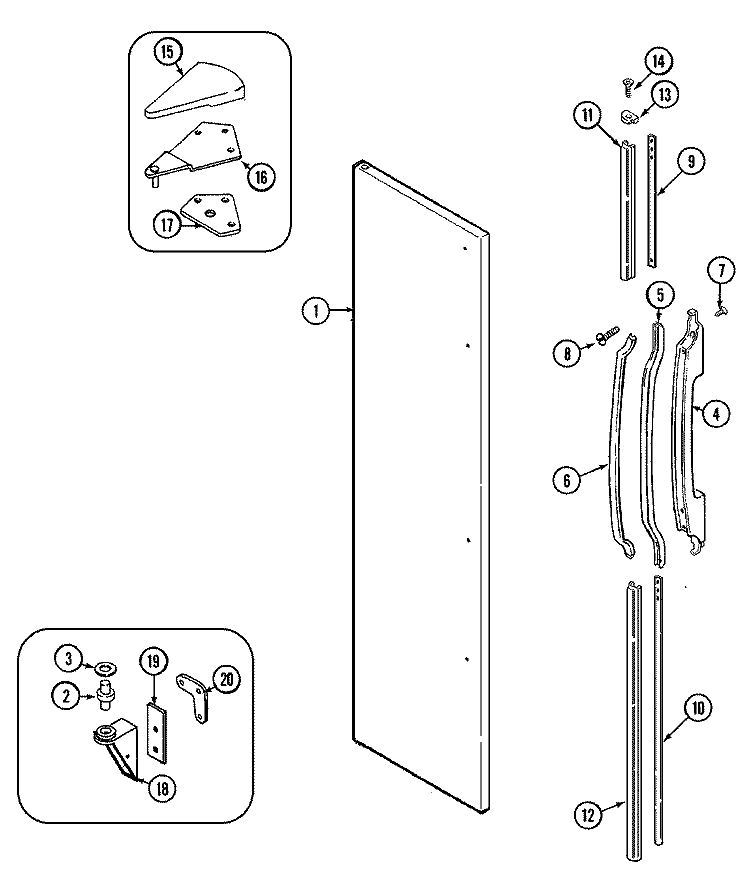FREEZER OUTER DOOR Diagram and Parts List for RSD2050AGE  Maytag Refrigerator