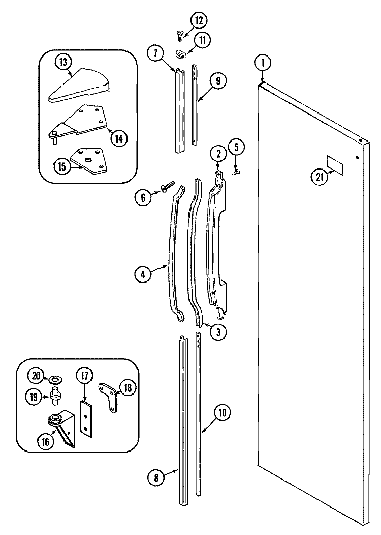 FRESH FOOD OUTER DOOR Diagram and Parts List for RSD2050AGE  Maytag Refrigerator