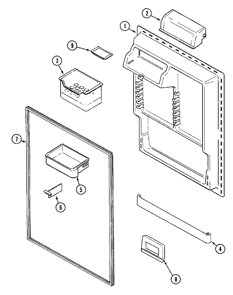 FRESH FOOD INNER DOOR Diagram and Parts List for MTB2155ARA  Maytag Refrigerator