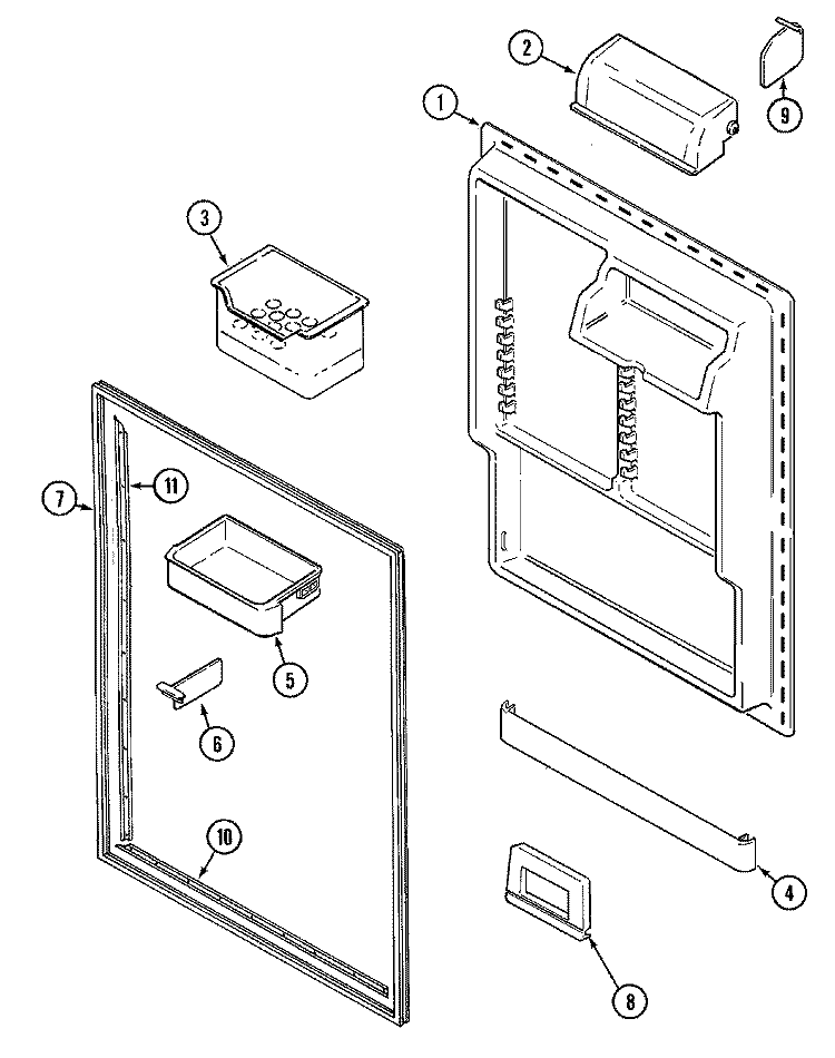 FRESH FOOD INNER DOOR Diagram and Parts List for GT2128PVCW  Maytag Refrigerator
