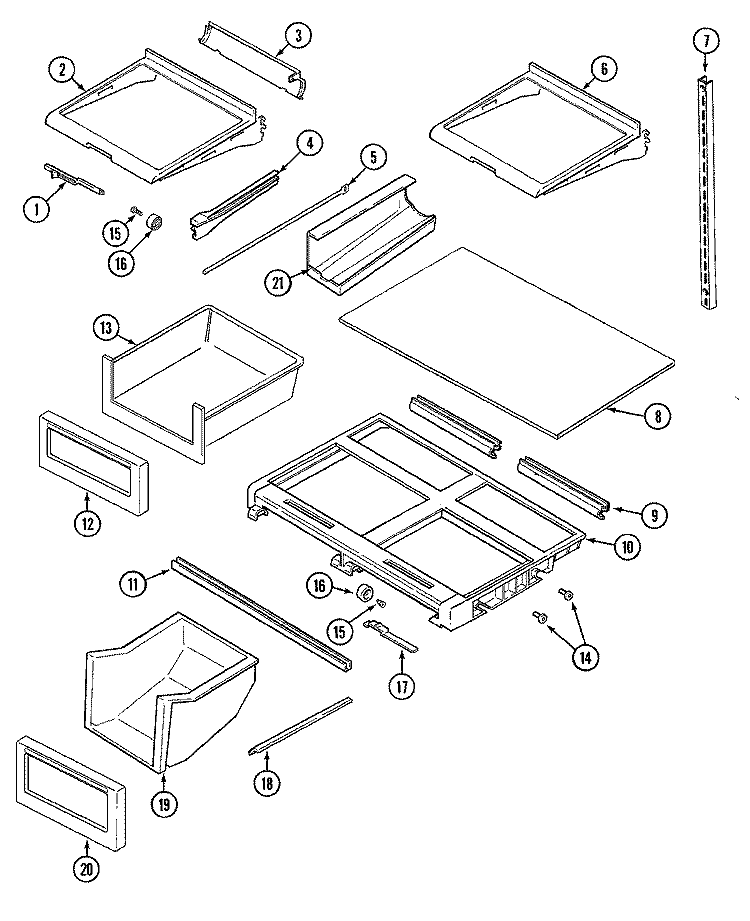 SHELVES & ACCESSORIES Diagram and Parts List for MTB2455BRW  Maytag Refrigerator