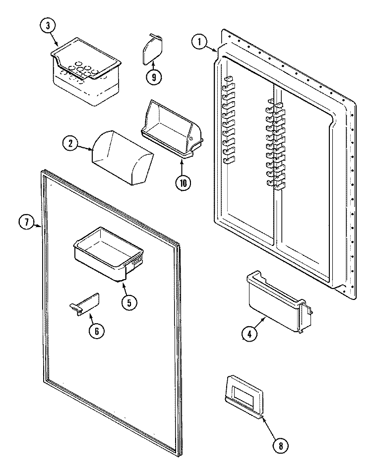 FRESH FOOD INNER DOOR Diagram and Parts List for GT2417PXDW  Amana Refrigerator