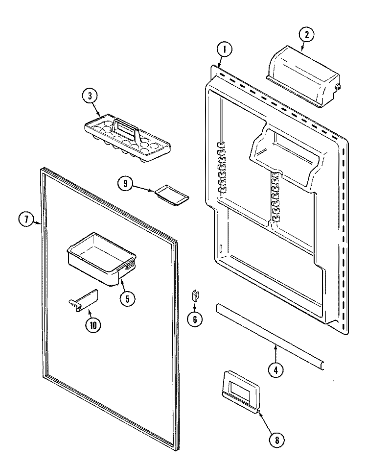 FRESH FOOD INNER DOOR Diagram and Parts List for RTM21010  Hoover Refrigerator