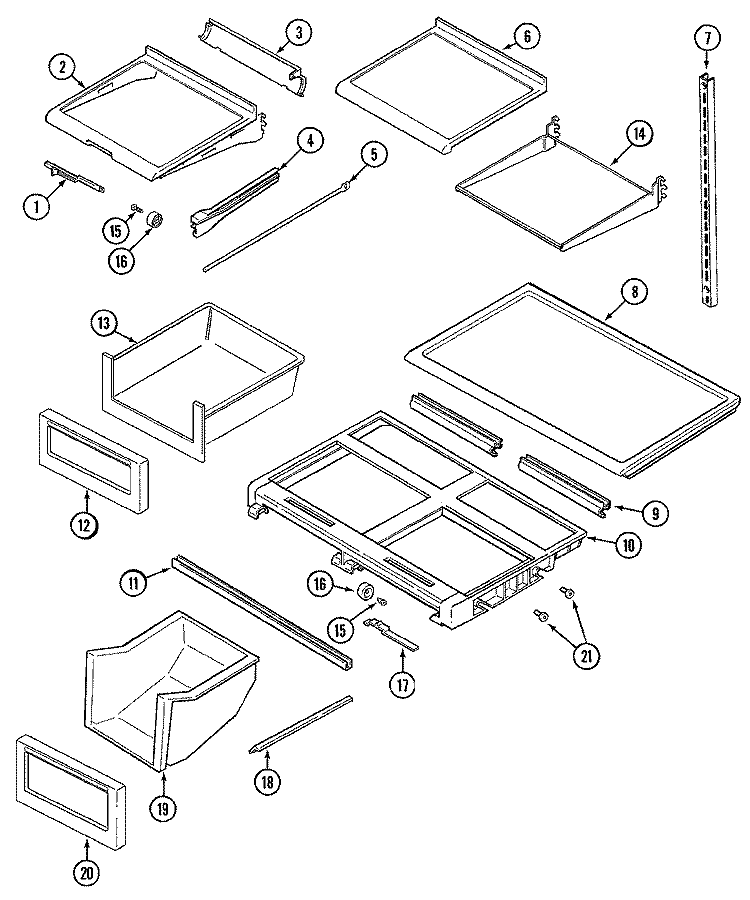 SHELVES & ACCESSORIES Diagram and Parts List for MTB2146BEA  Maytag Refrigerator