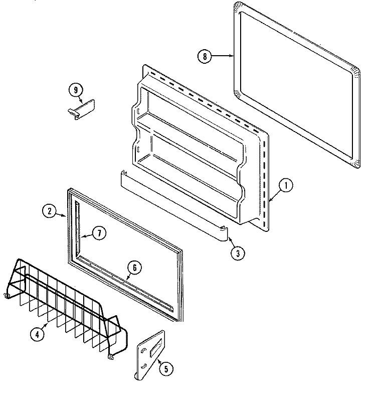 FREEZER INNER DOOR Diagram and Parts List for MTB2146BEA  Maytag Refrigerator