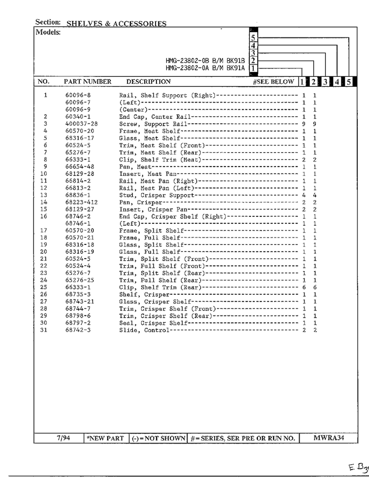 Shelves And Accessories Page 2 Diagram and Parts List for 23802-0B  Admiral Refrigerator