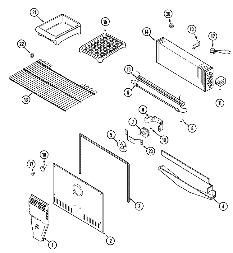 FREEZER COMPARTMENT Diagram and Parts List for CTM480  Hoover Refrigerator