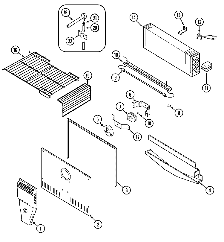 FREEZER COMPARTMENT Diagram and Parts List for CTF1924ARA  Magic Chef Refrigerator