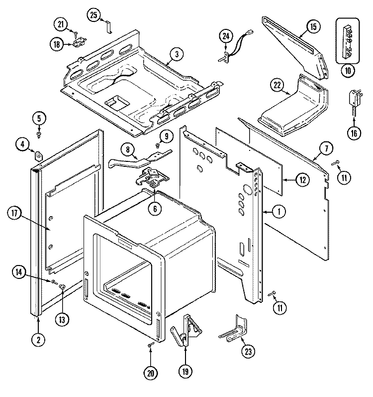 BODY Diagram and Parts List for MCG20100W  Maytag Range