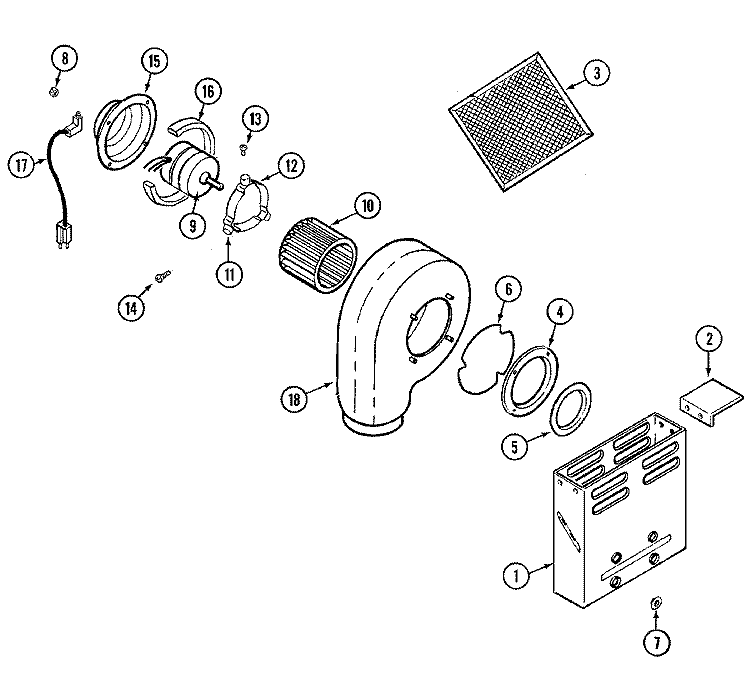 BLOWER PLENUM Diagram and Parts List for CVGX2423B  Jenn-Air Cooktop