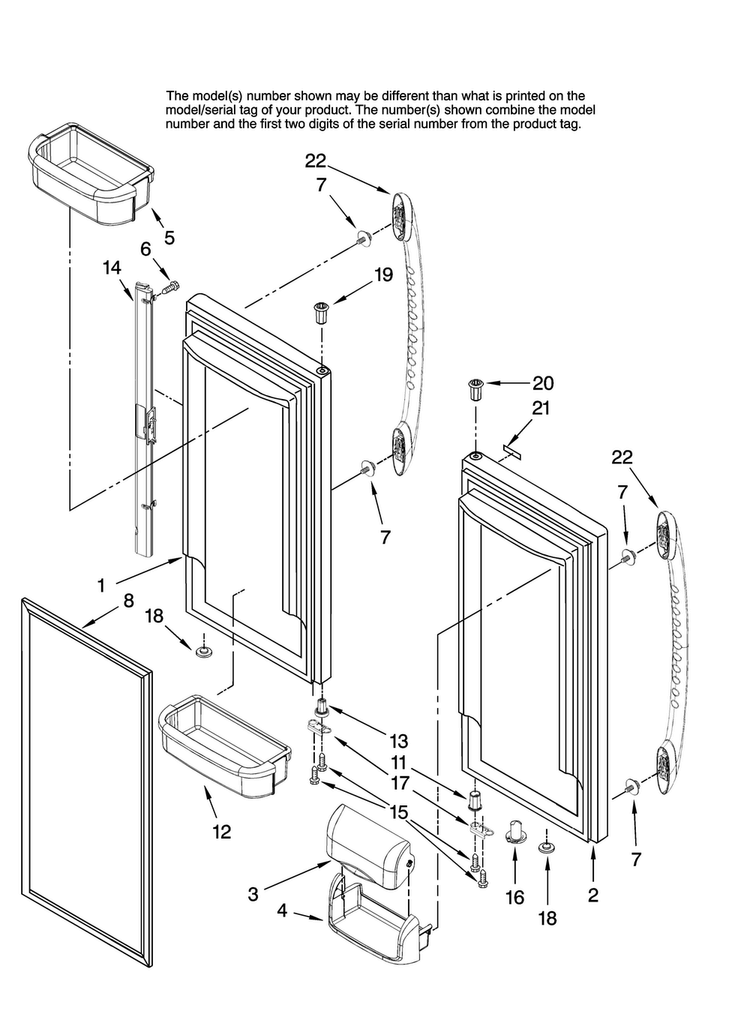 Refrigerator Door Parts Diagram and Parts List for MFC2061HEB13  Maytag Refrigerator