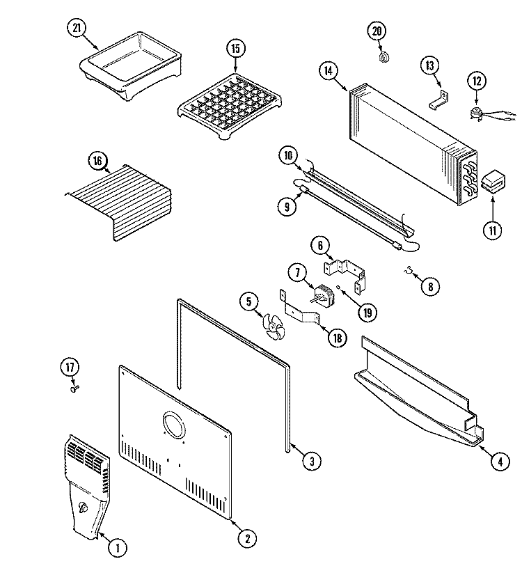 FREEZER COMPARTMENT Diagram and Parts List for GT2182NKCW  Maytag Refrigerator