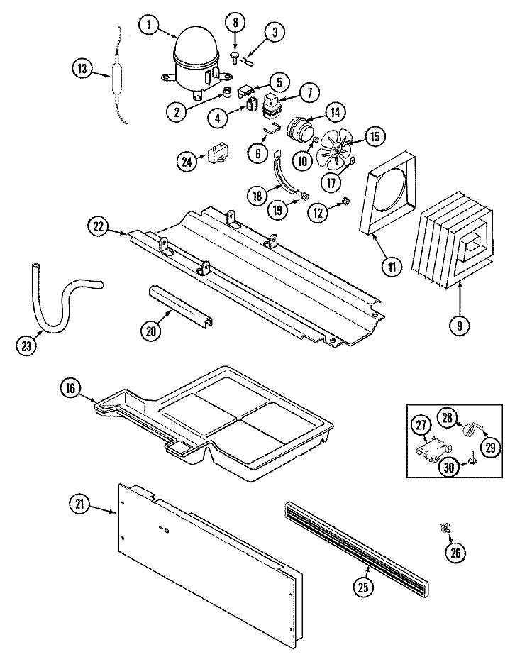 COMPRESSOR Diagram and Parts List for GT1511PXCA  Maytag Refrigerator