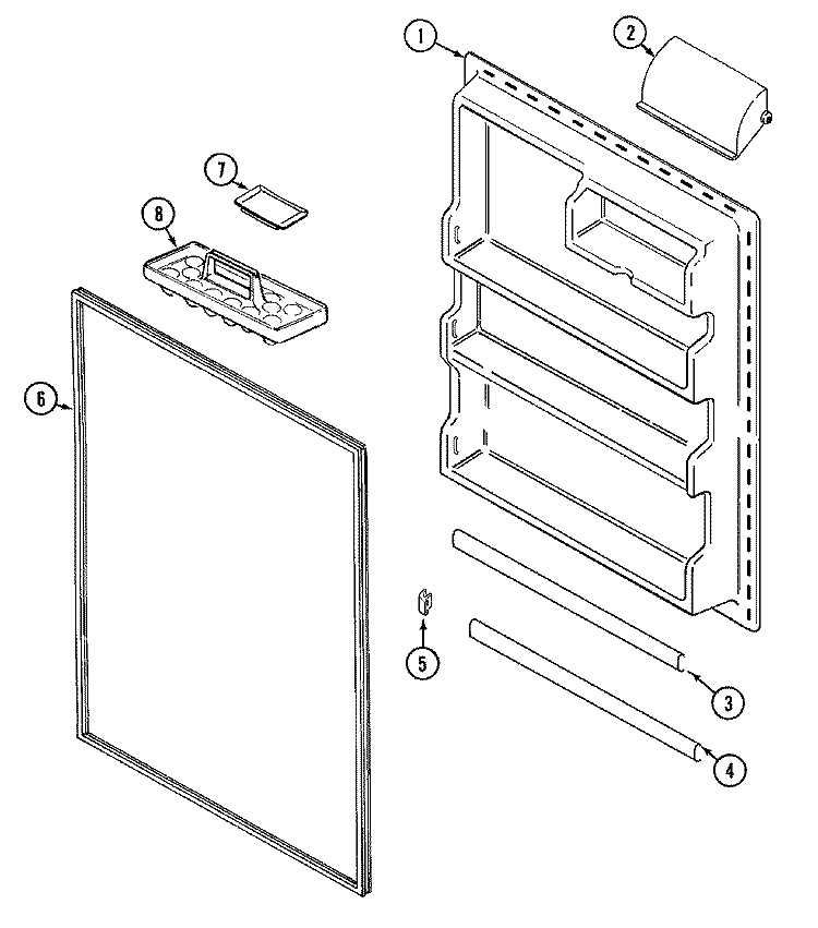 FRESH FOOD INNER DOOR Diagram and Parts List for GT2414PXEW  Amana Refrigerator