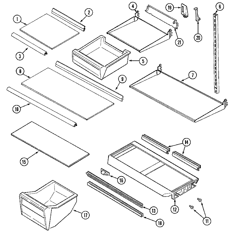 SHELVES & ACCESSORIES Diagram and Parts List for GT2425PDDW  Amana Refrigerator