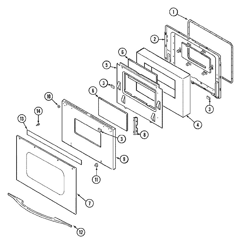DOOR Diagram and Parts List for WG30100B  Jenn-Air Wall Oven