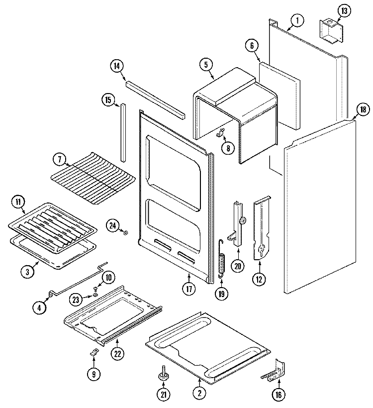 OVEN / BODY Diagram and Parts List for CPL1110ADL  Magic Chef Range