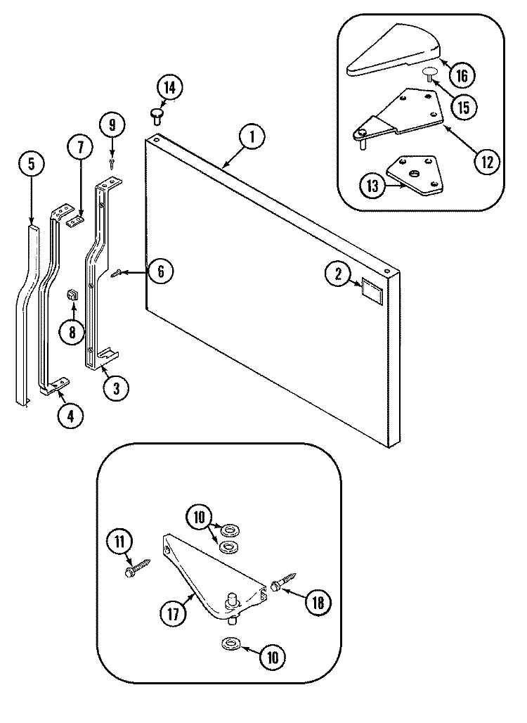 FREEZER OUTER DOOR (BISQUE) Diagram and Parts List for MTB1943ARQ  Maytag Refrigerator