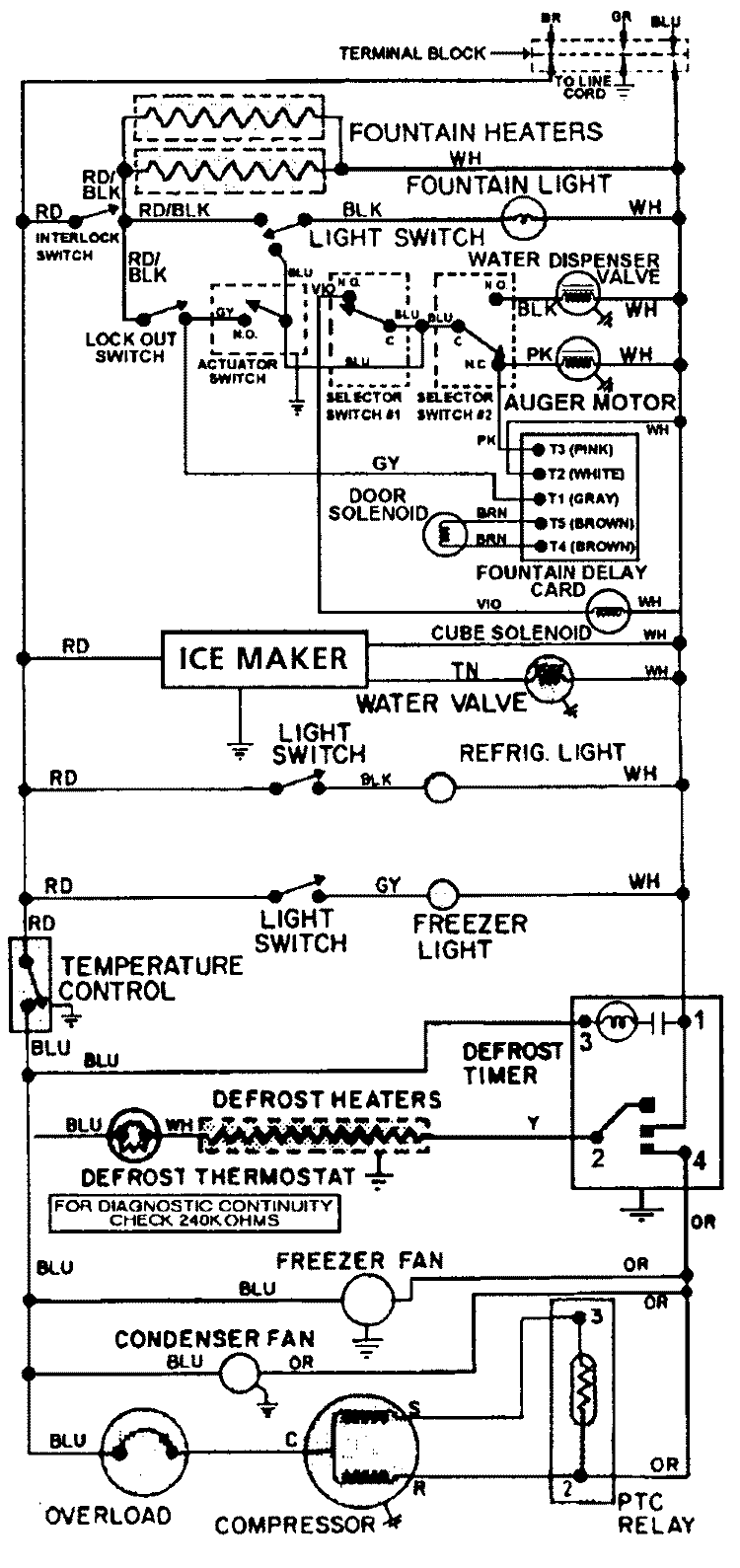 WIRING INFORMATION Diagram and Parts List for RSW2250AGE  Admiral Refrigerator