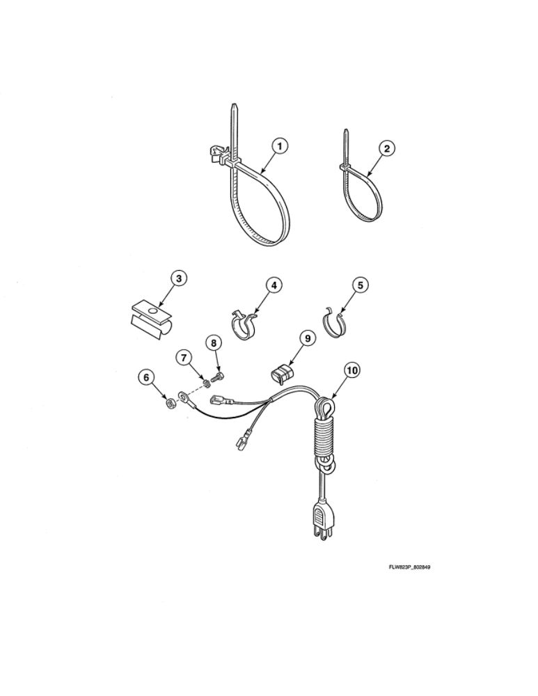 Wire Ties/Harness Clip/Lead-In Cord Diagram and Parts List for AFN50FSP111TW01  Speed Queen Washer
