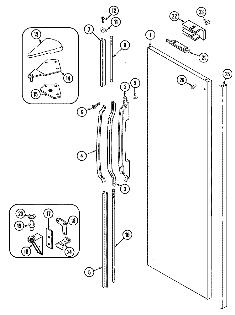 FRESH FOOD OUTER DOOR Diagram and Parts List for GS24C8C3EV  Maytag Refrigerator