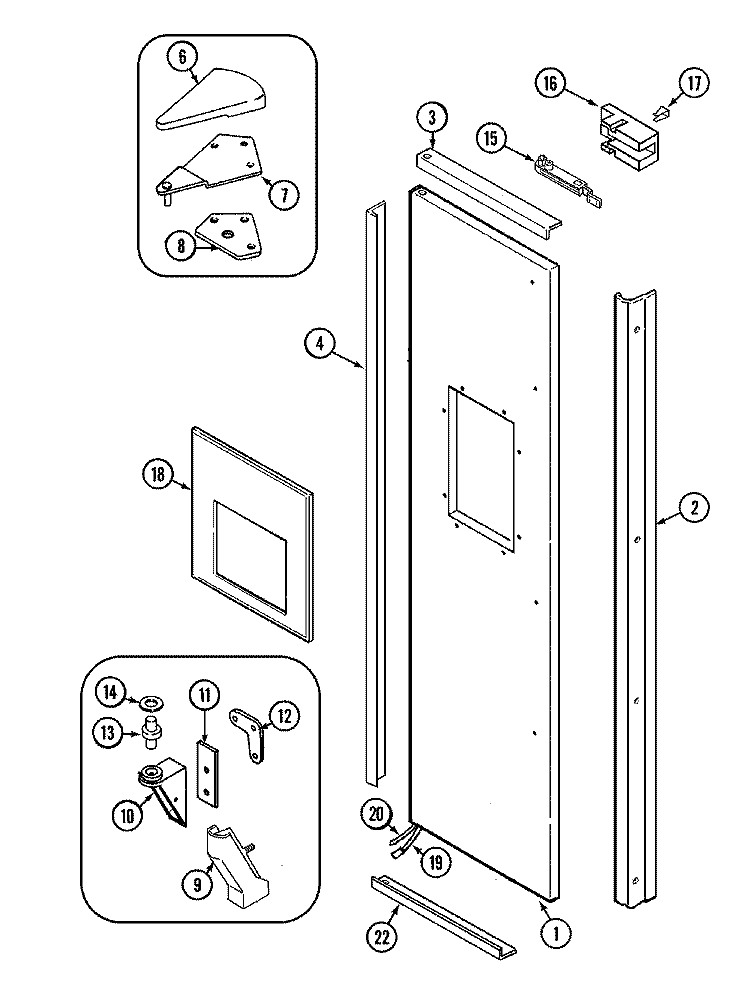 FREEZER OUTER DOOR Diagram and Parts List for BS24Y9DBC  Maytag Refrigerator