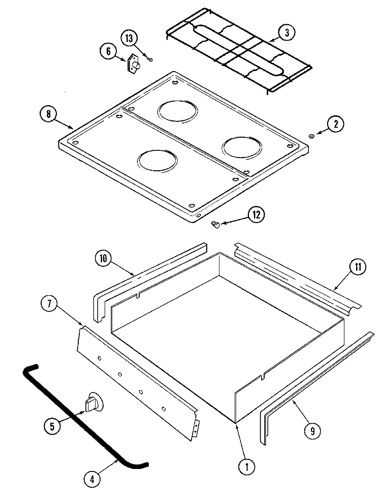 TOP & BURNER BOX Diagram and Parts List for CLZ8501ADL  Magic Chef Cooktop