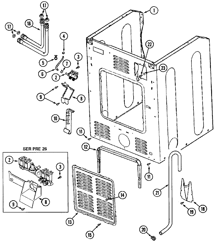 CABINET - REAR Diagram and Parts List for MAH3000AWW  Maytag Washer