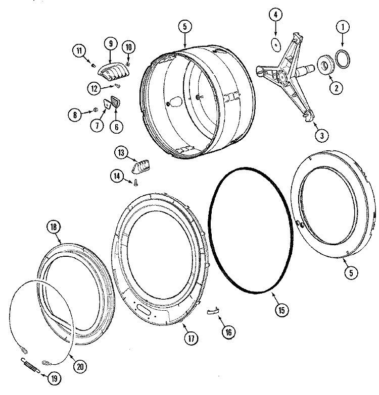 SPINNER ASSEMBLY & OUTER TUB COVER Diagram and Parts List for MAH3000AGW  Maytag Washer