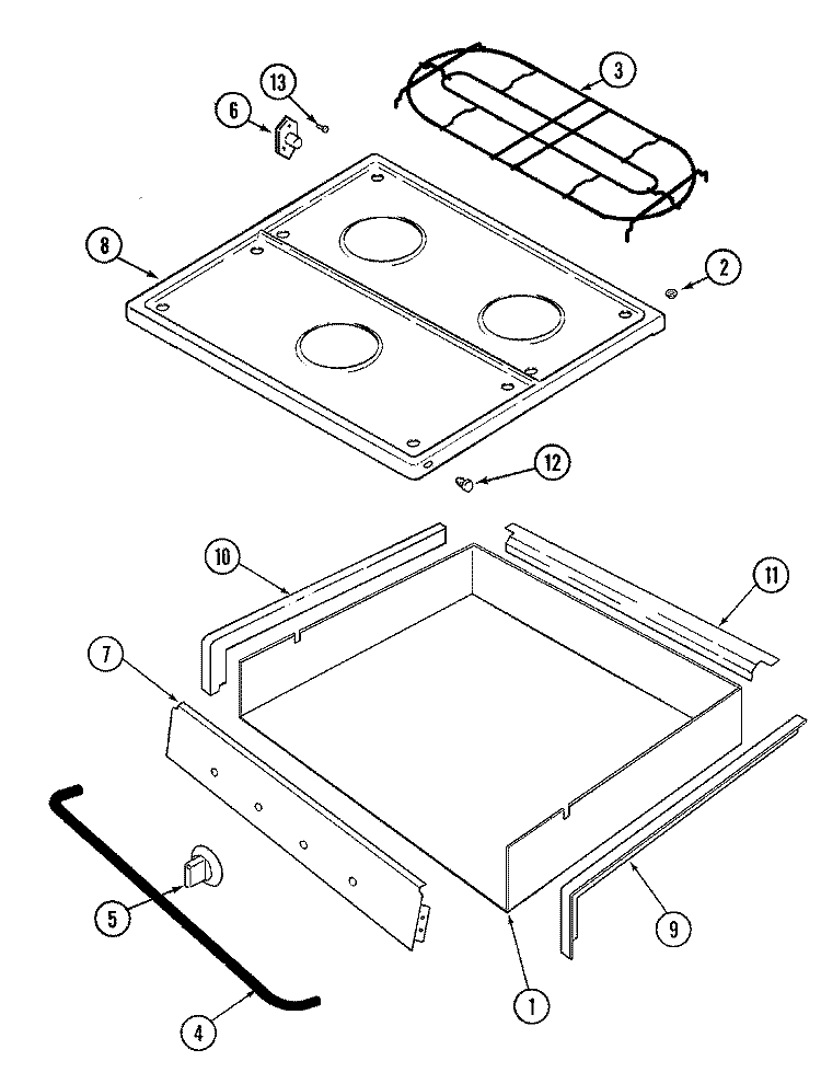 TOP & BURNER BOX Diagram and Parts List for CLZ8501BDL  Magic Chef Cooktop
