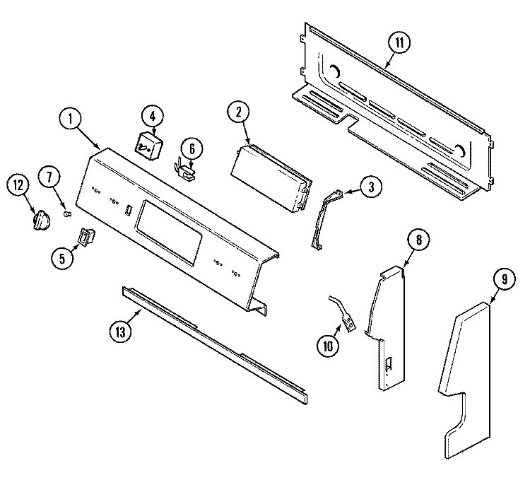 CONTROL PANEL Diagram and Parts List for CER3760AAW  Magic Chef Range