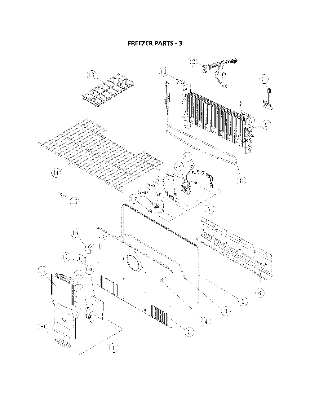 Freezer Parts Diagram and Parts List for 11160615911  Kenmore Refrigerator