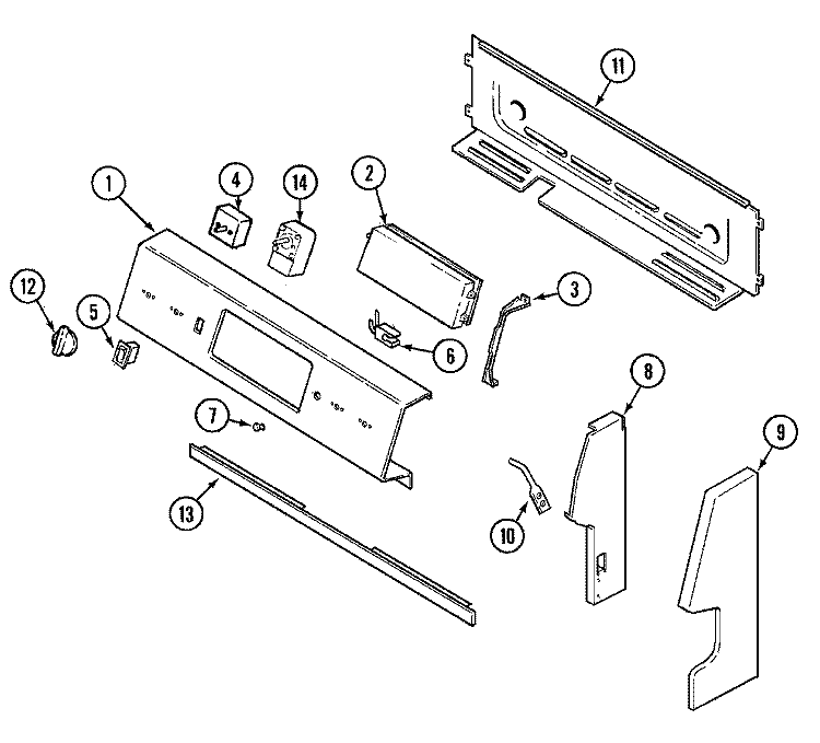 CONTROL PANEL Diagram and Parts List for AER1350AAT  Admiral Range