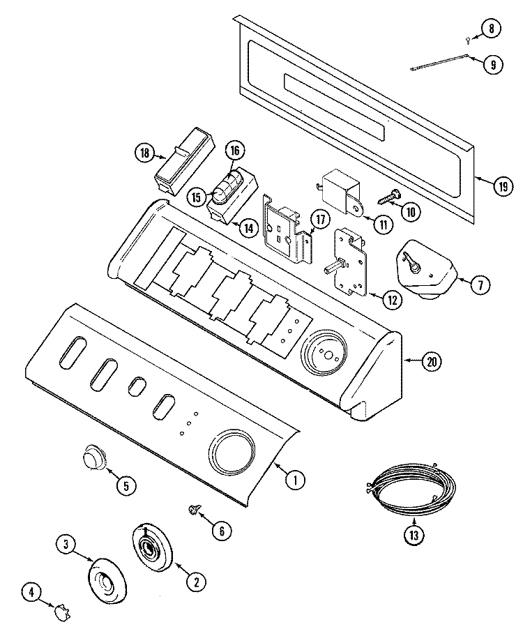 CONTROL PANEL Diagram and Parts List for MDE3000AYW  Maytag Dryer