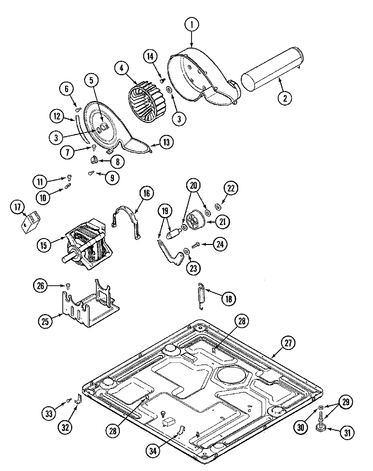MOTOR DRIVE Diagram and Parts List for MDE3000AYW  Maytag Dryer