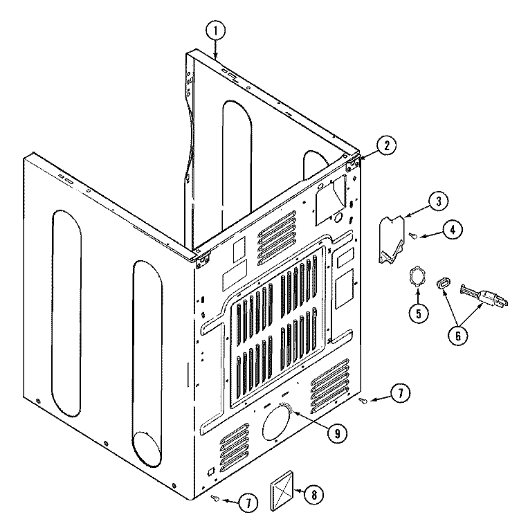 CABINET - REAR Diagram and Parts List for MDG4000AXQ  Maytag Dryer
