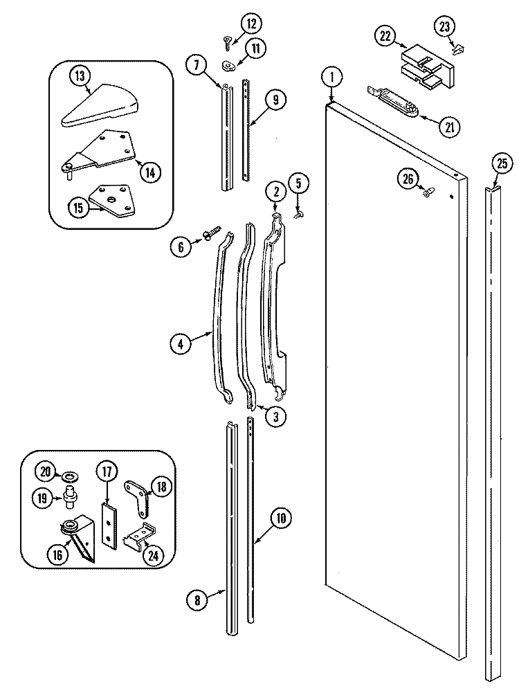 FRESH FOOD OUTER DOOR Diagram and Parts List for GS24B8C3IV  Admiral Refrigerator