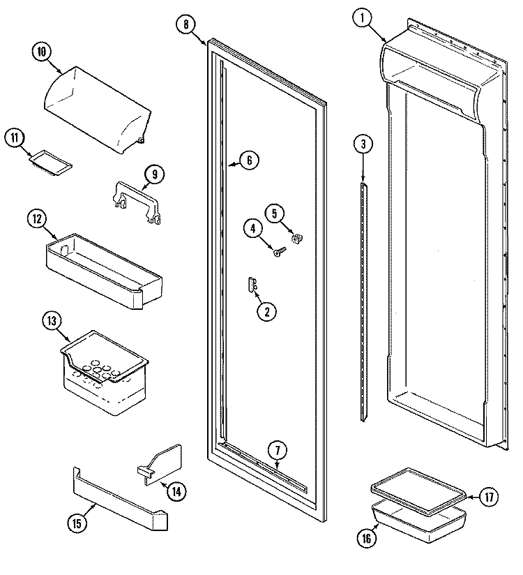 FRESH FOOD INNER DOOR Diagram and Parts List for GS24B8C3IV  Admiral Refrigerator
