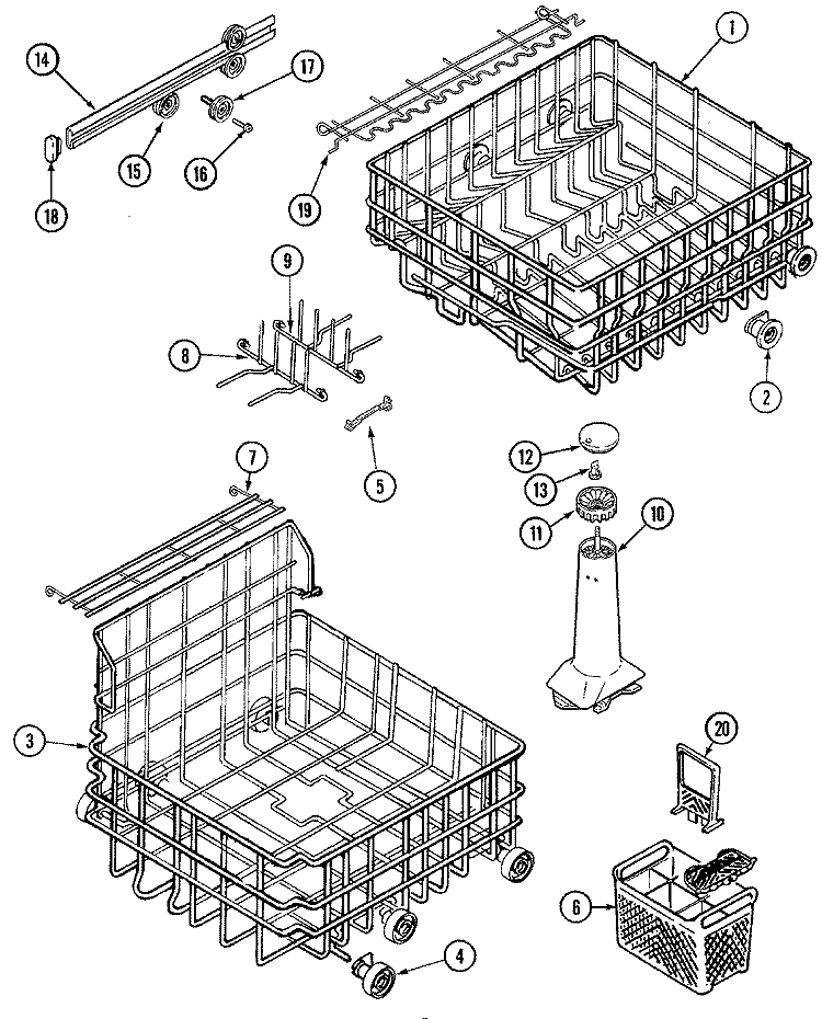 TRACK & RACK ASSEMBLY Diagram and Parts List for MDB4010AWA  Maytag Dishwasher