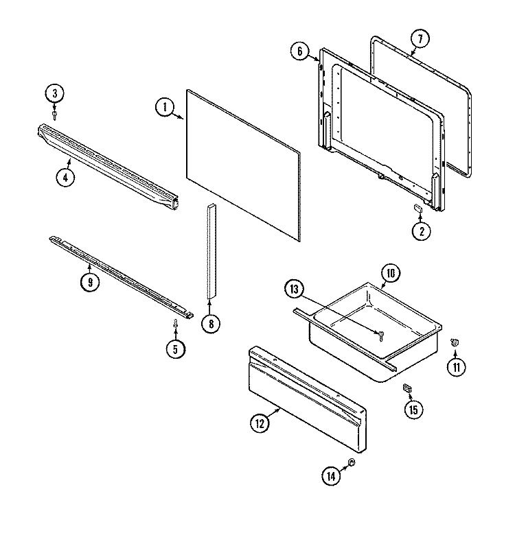 DOOR / DRAWER Diagram and Parts List for AER1450AAH  Admiral Range