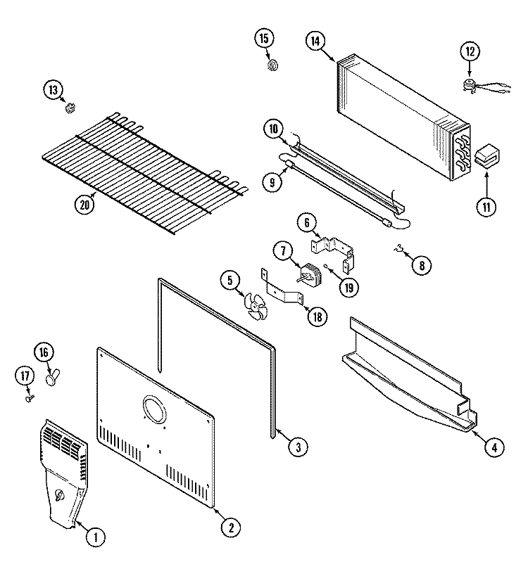 FREEZER COMPARTMENT Diagram and Parts List for GT1781NKCW  Maytag Refrigerator