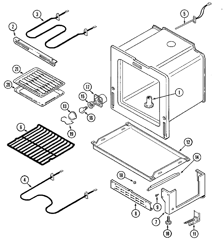 OVEN / BASE Diagram and Parts List for CER3540ACA  Magic Chef Range