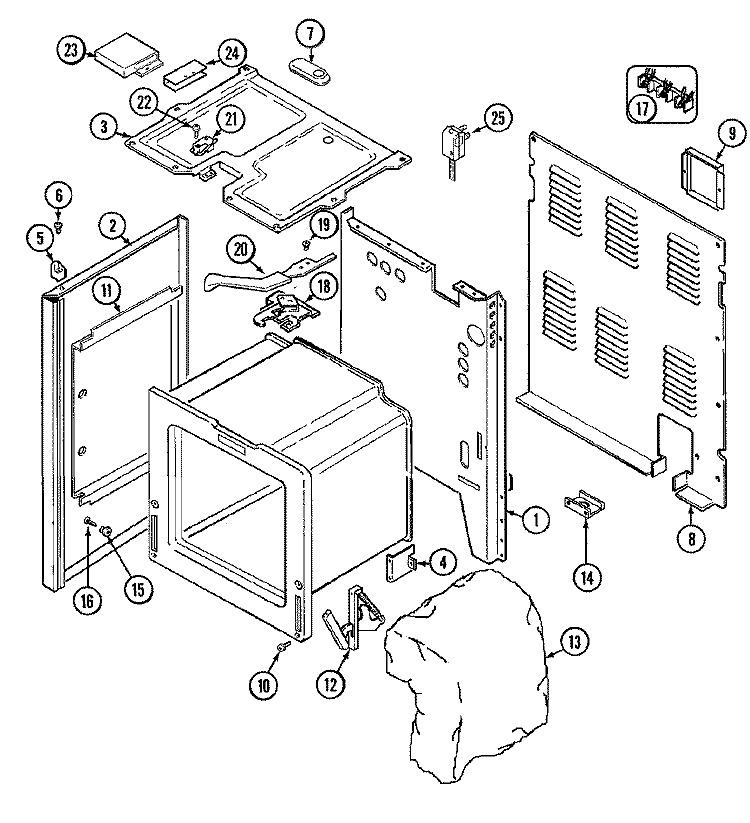BODY Diagram and Parts List for CER3540ACA  Magic Chef Range
